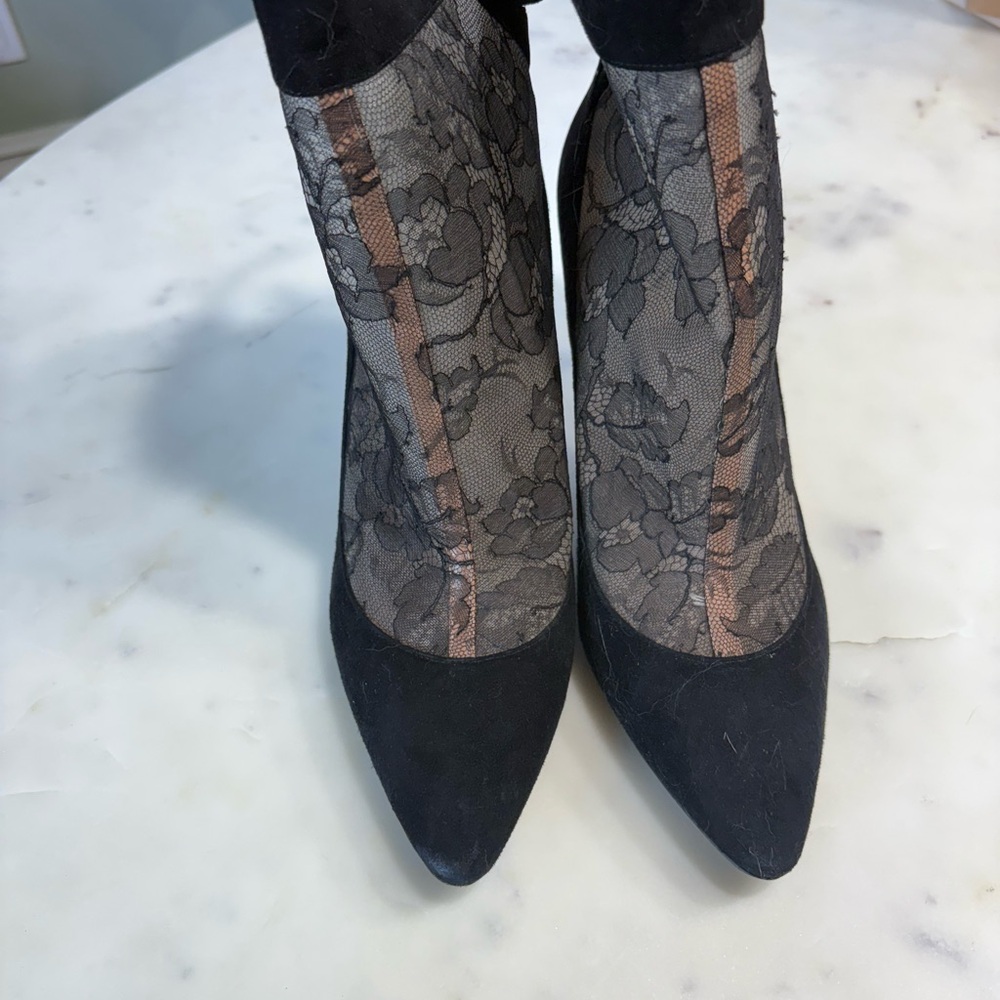 Valentino Black and Brown Lace Heels